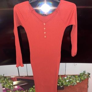 red tight fitted long sleeve dress